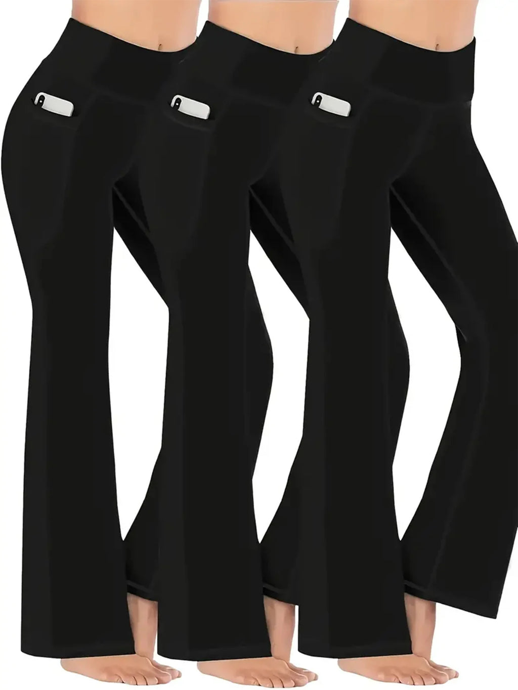 Sports Yoga Pants,Black Basic Flared