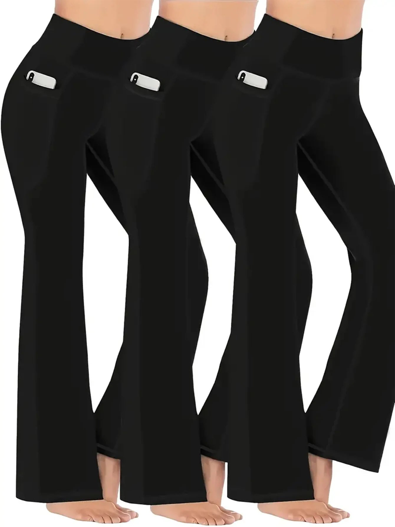 Sports Yoga Pants,Black Basic Flared