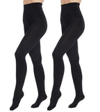 Fleece Lined Tights  Black Opaque  Control Top