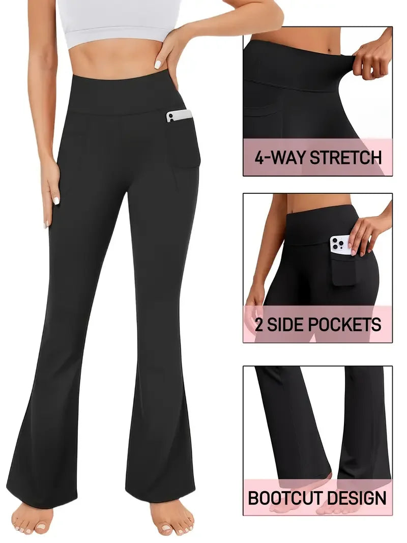 Sports Yoga Pants,Black Basic Flared