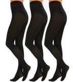 Fleece Lined Tights  Black Opaque  Control Top