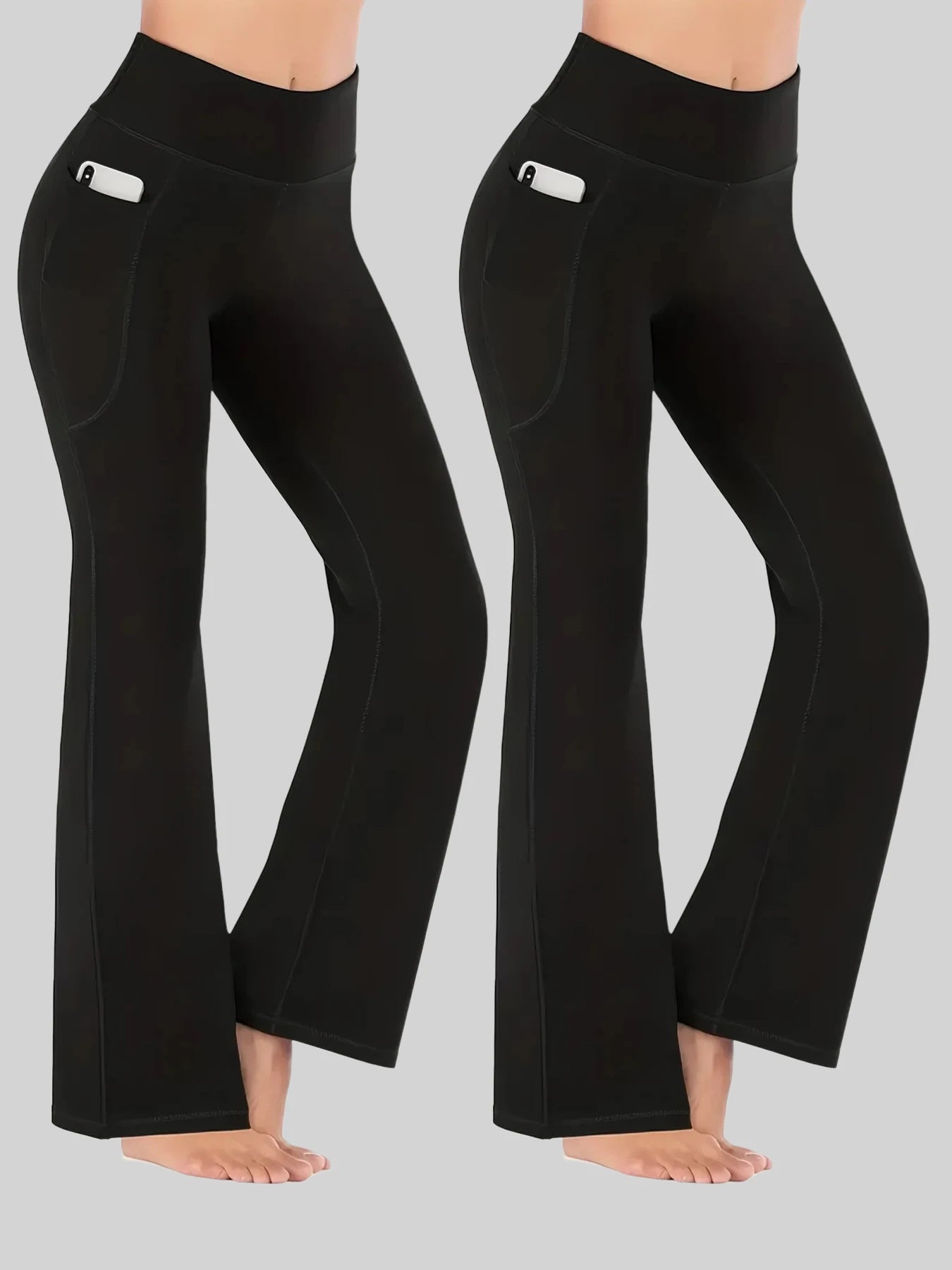 Sports Yoga Pants,Black Basic Flared