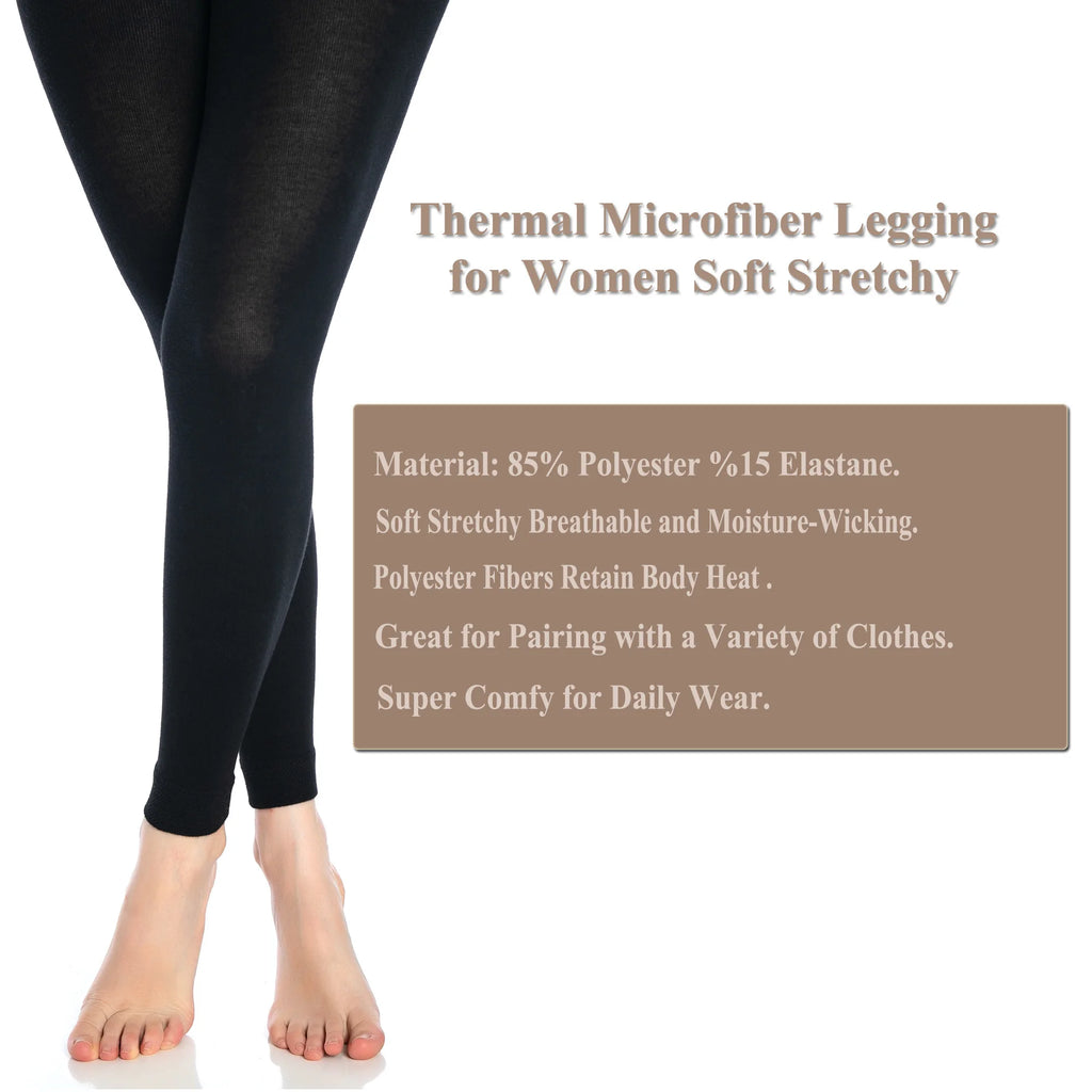 Black Thermal Leggings for Women Microfiber Soft