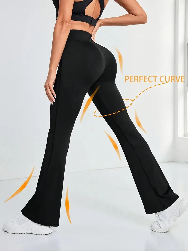 Sports Yoga Pants,Black Basic Flared