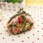 Women Canvas Fabric Big Rose Purse