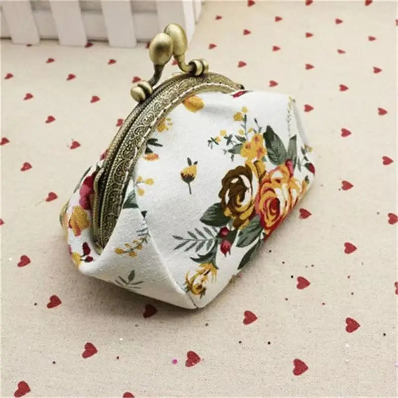 Women Canvas Fabric Big Rose Purse
