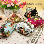 Women Canvas Fabric Big Rose Purse