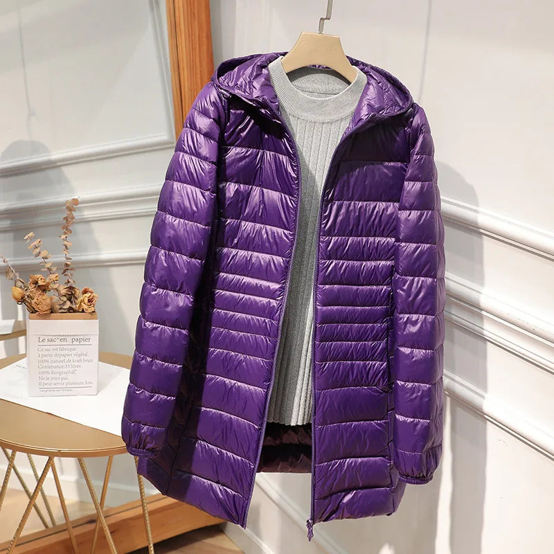Light Down Jacket Ladies Overcoats Hip-Length