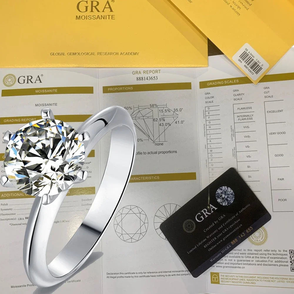 925 Sterling Silver 1-3 Ct Real Moissanite Rings Wholesale