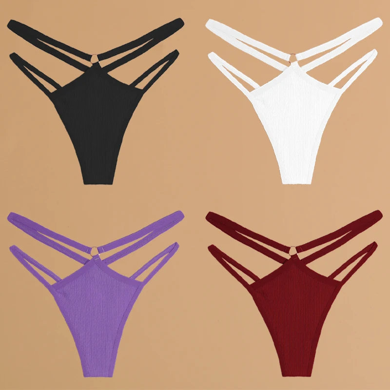 4Pcs Cotton Double Thin Thongs