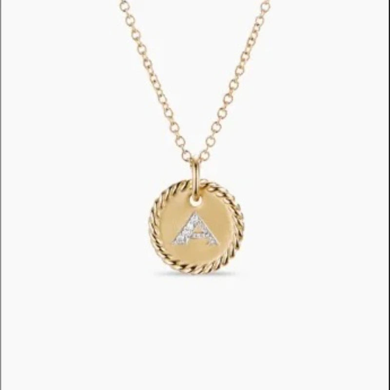 DY Simple Gold Color Letter Pendant Necklace