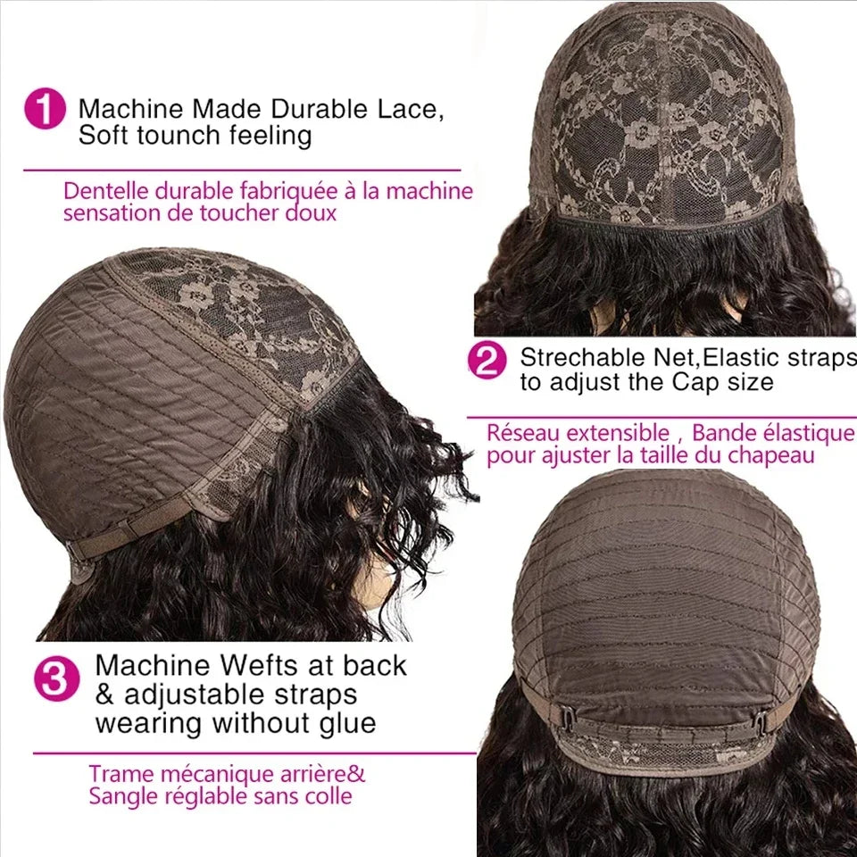 Curly Human Hair Wigs Full Machine Made for Women 
Short Bob With Bangs Affordable Natural Black Hairline Styling Ready