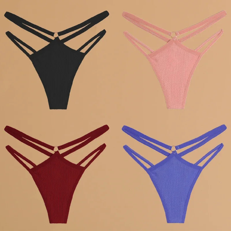 4Pcs Cotton Double Thin Thongs