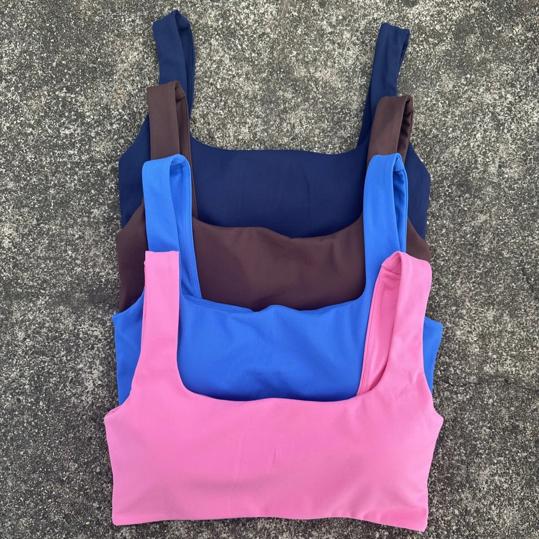 Solid Color Hollow back shoulder strap Underwear Women  Fitness sport Bra Top