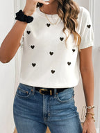 Woman Sweater Knitted Round Neck Short Sleeve Tops