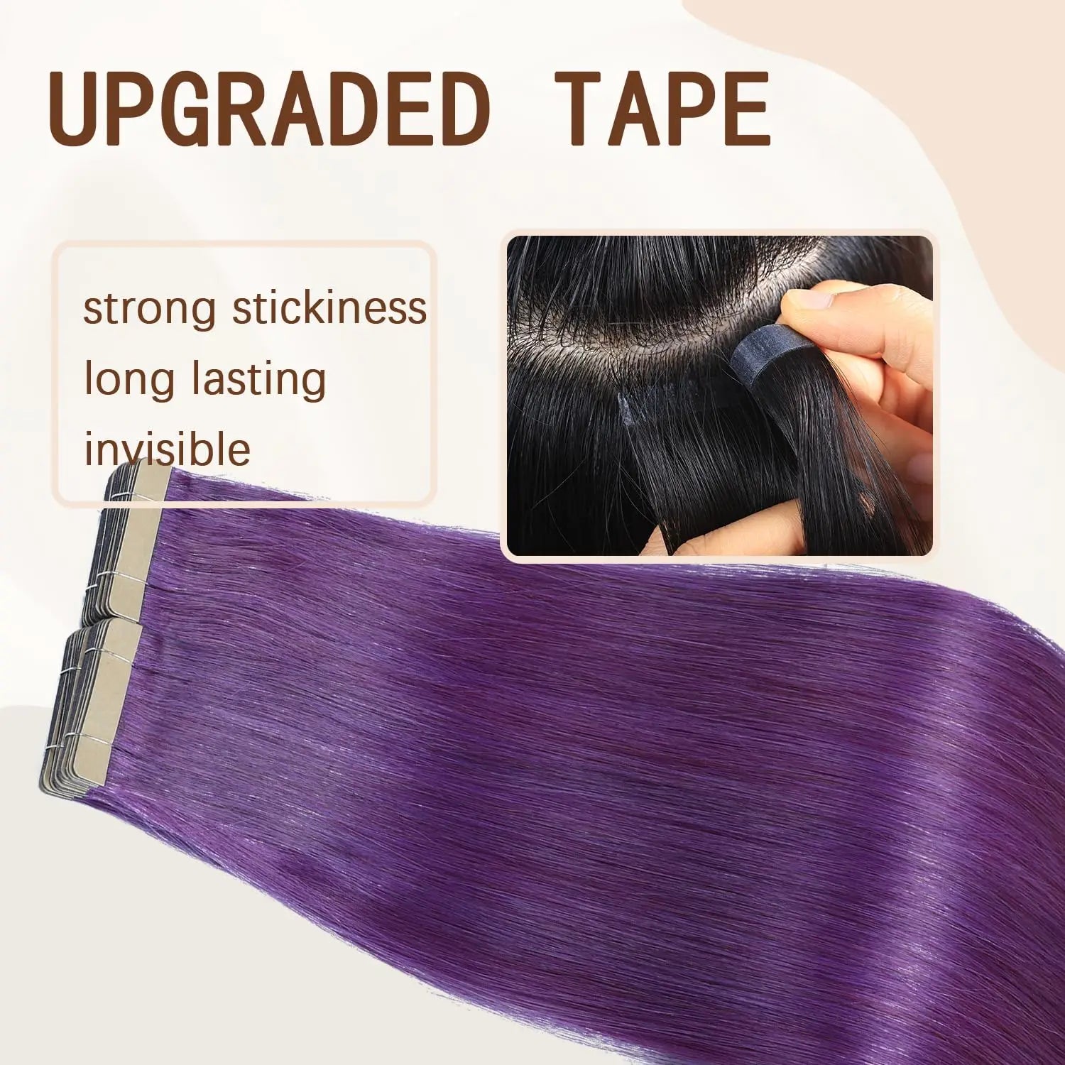 Seamless Invisible Tape in Red Hair Extensions for Women 24 inch Straight 
Colored Soft Synthetic Hair for Party Halloween Use
