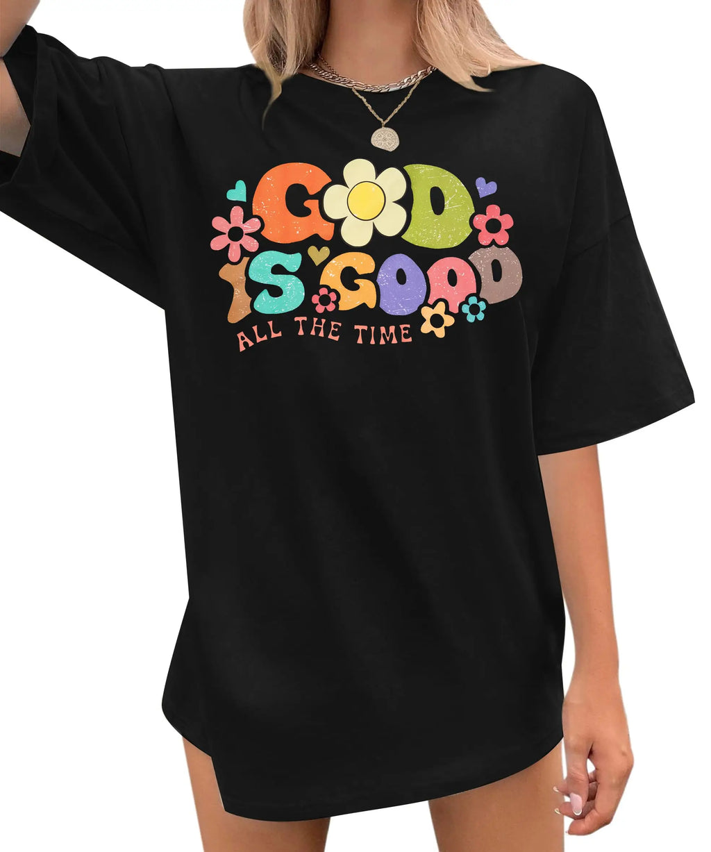 T-Shirts Letter Prints  Oversize Short Sleeve Tee 100% Cotton