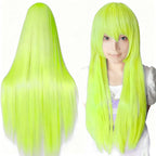 80cm Straight Synthetic Cosplay Wig White Purple Green Silver Pink Lolita Hairpiece with Bangs Long Wigs