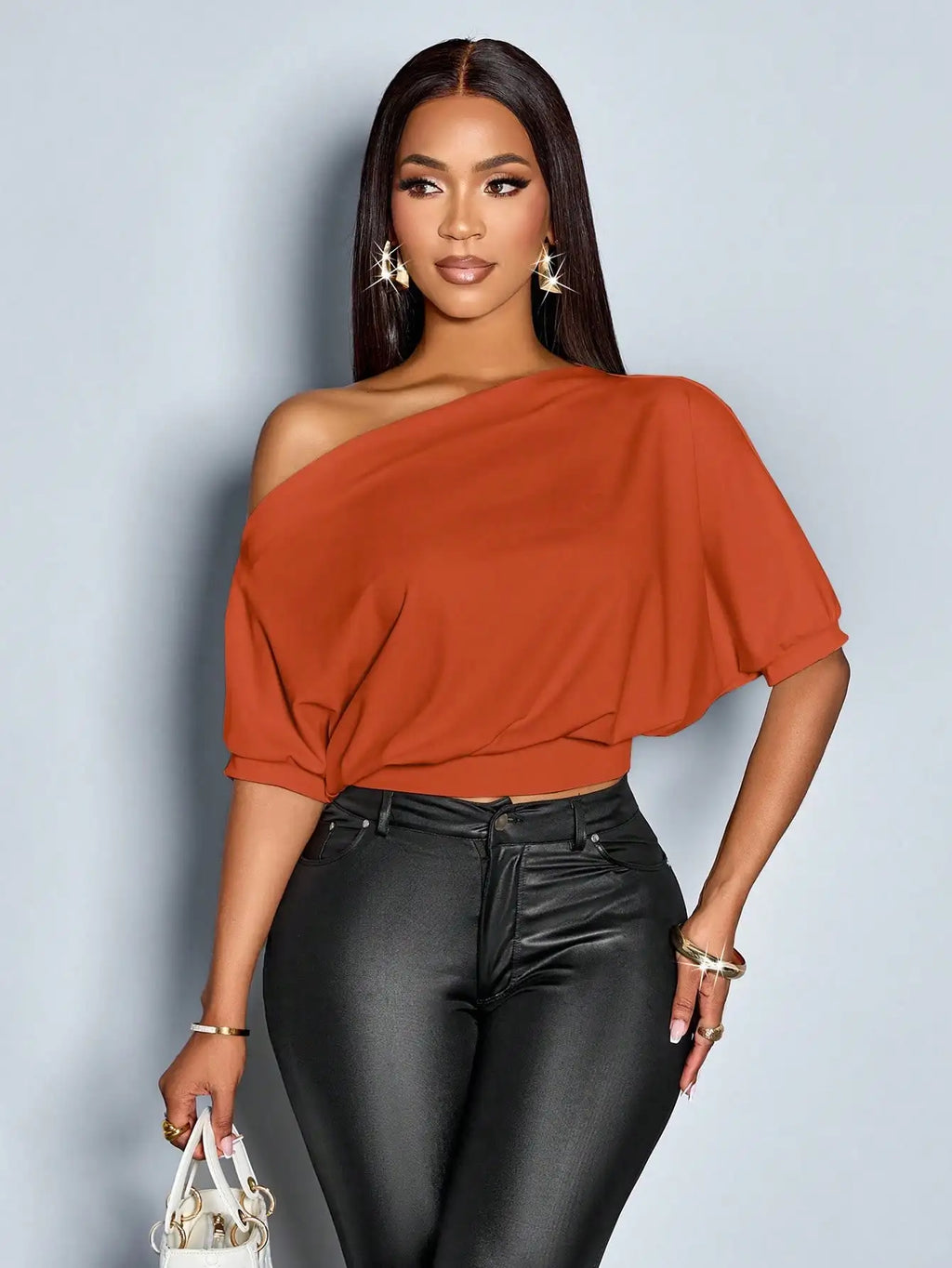 Women's Off Shoulder Ruched Top with Puff Sleeves