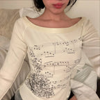 Slim Fit Off-Shoulder Top - Long Sleeve Ruffle Trim