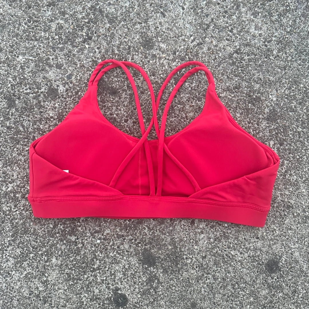 Solid Color Cross Fitness Bra  With Chest Pad