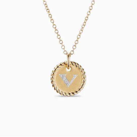 DY Simple Gold Color Letter Pendant Necklace