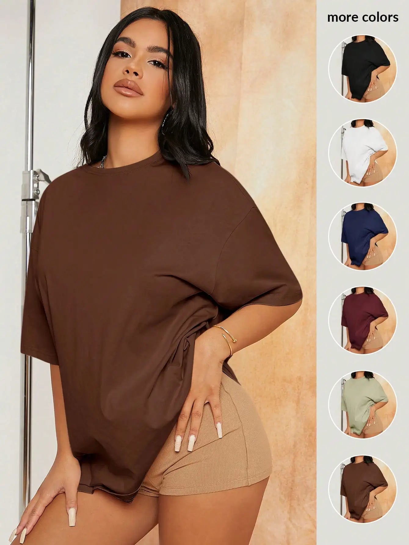 Oversized Cotton Drop Shoulder T-Shirt for Women