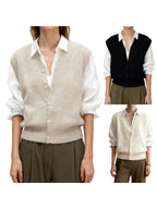 Sleeveless V Neck Button Down Cardigan Vest