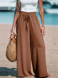 Women's  Wide Leg Pants pockets Solid Color Pants