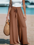 Women's  Wide Leg Pants pockets Solid Color Pants