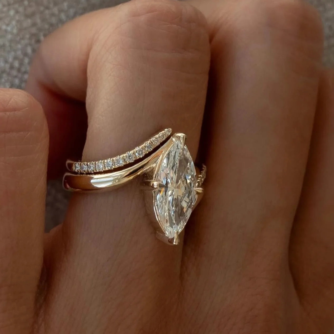 2PC 3CT Marquise Moissanite Bridal Wedding Set, S925 Sterling  silver