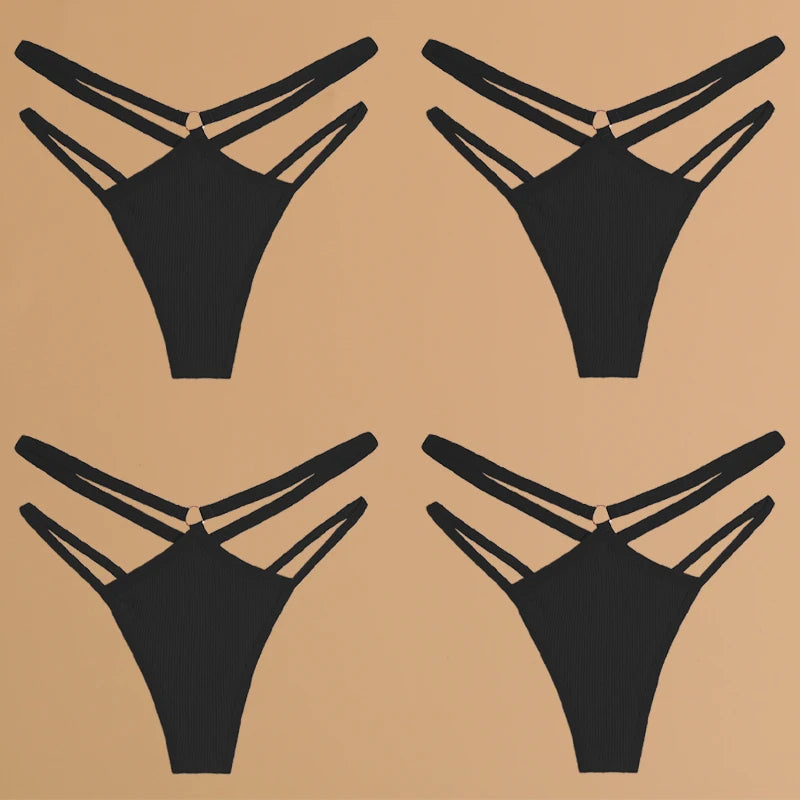 4Pcs Cotton Double Thin Thongs