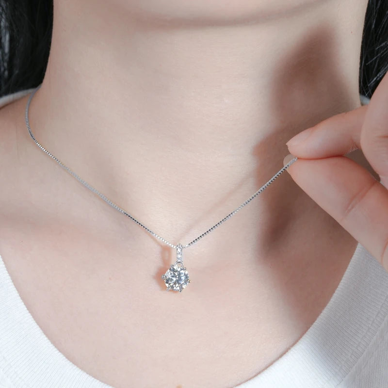 1CT 2CT Moissanite Diamond Pendant Necklace