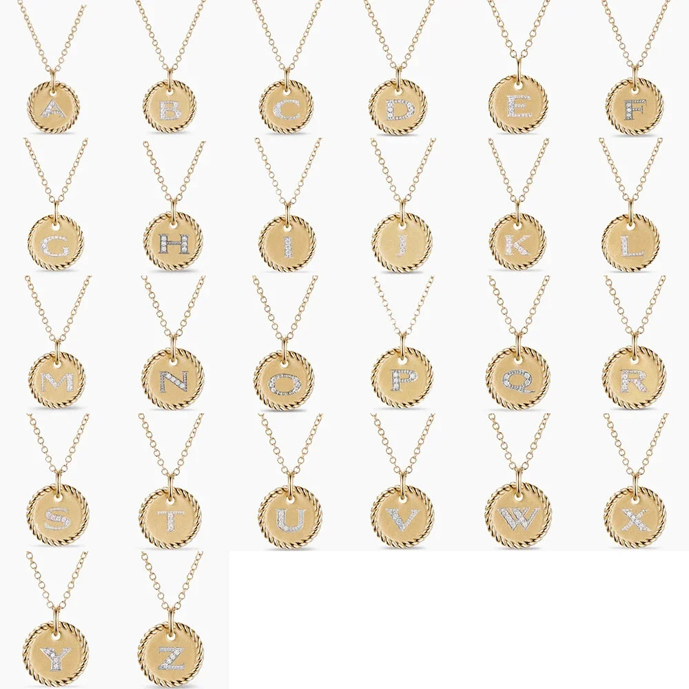 DY Simple Gold Color Letter Pendant Necklace