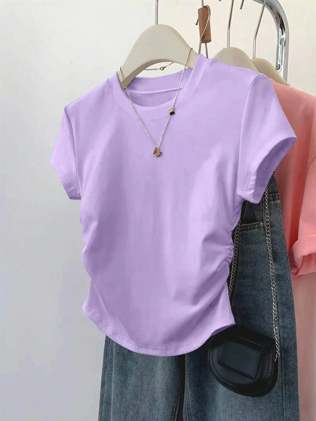 Women's Short Sleeve T-Shirt with Side Ruching