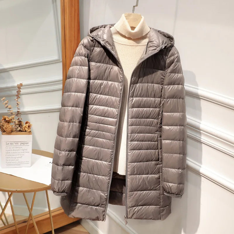 Light Down Jacket Ladies Overcoats Hip-Length