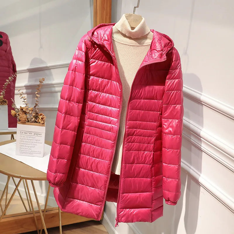 Light Down Jacket Ladies Overcoats Hip-Length