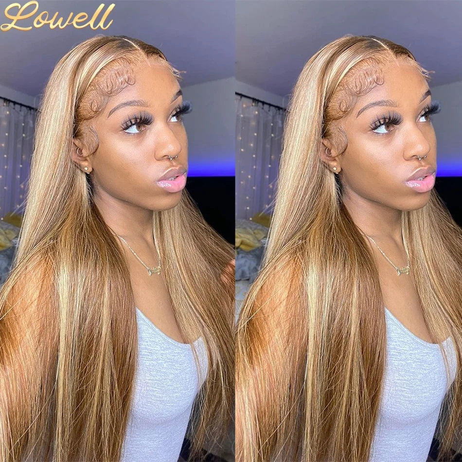 200 Density Highlight Wig Human Hair Bone Straight Blond Ombre 
Lace Wig 13x4 13x6 Colored Human Hair Frontal Pre Plucked Wigs