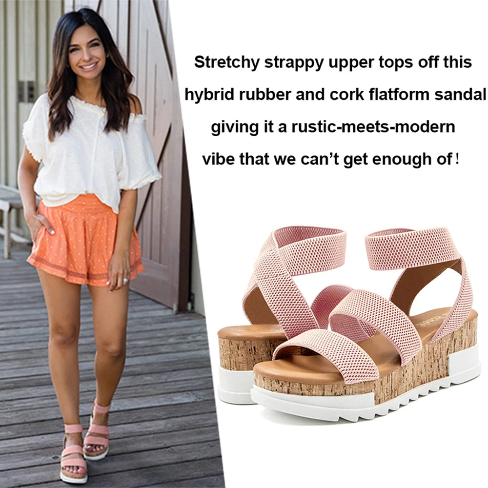 Summer Women's Sandals Platform Wedge Shoe cork