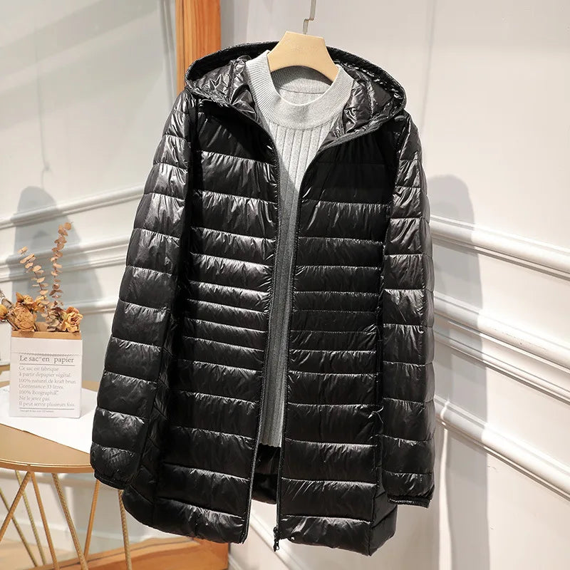 Light Down Jacket Ladies Overcoats Hip-Length