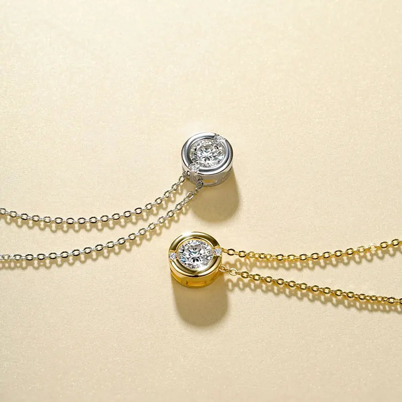 6.5mm Moissanite Bubble Pendant Necklace 925 Sterling Silver