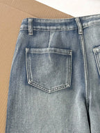 Rhinestone Embellished Straight Leg Blue Jeans