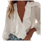 Summer Blouses For Women  Ruffle  Long Sleeve Loose