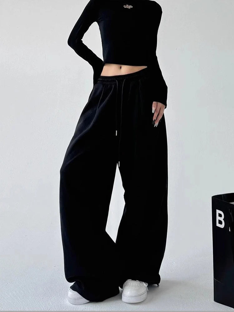 Wide Leg Sweatpants Women  Baggy Oversize High Waist Drawstring