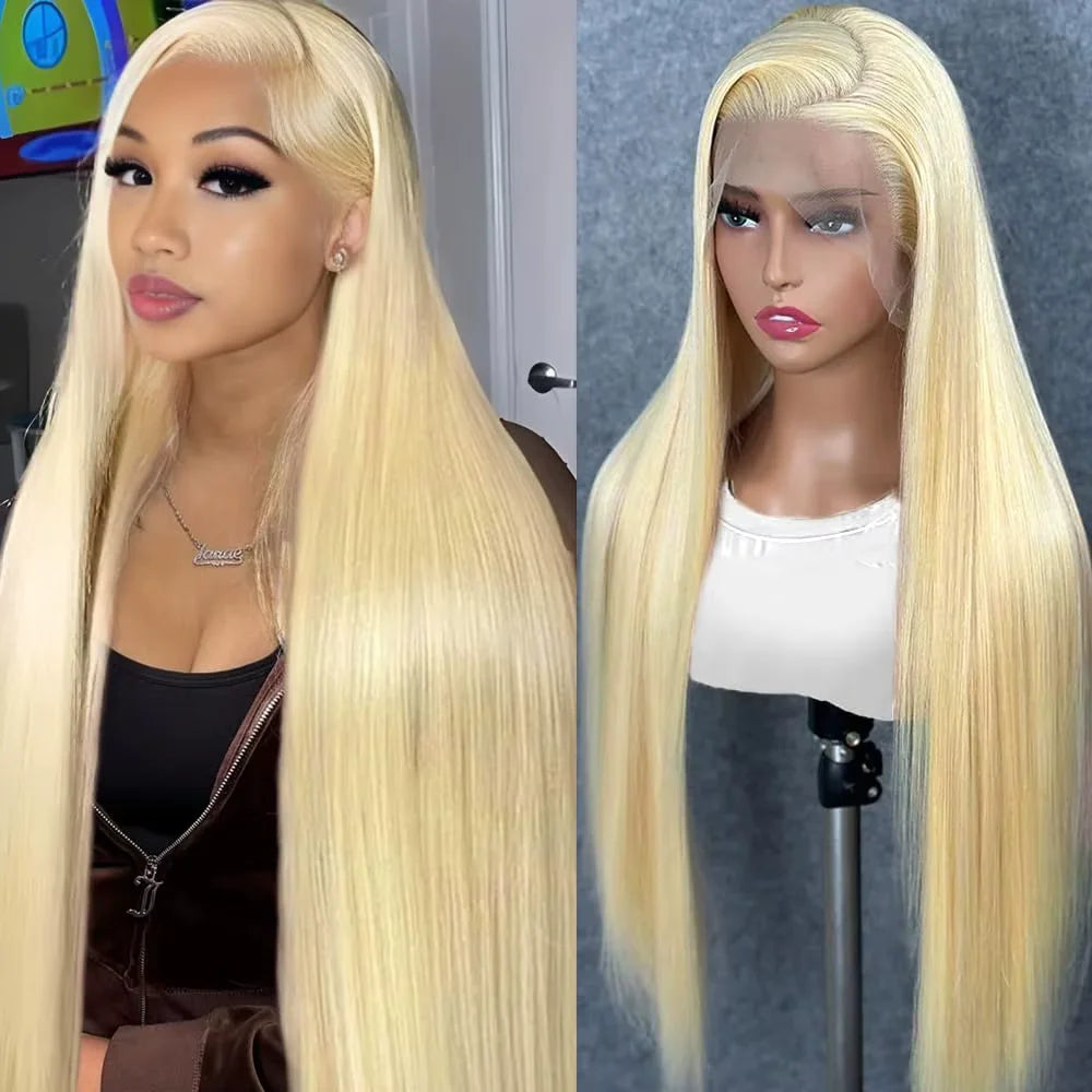 40 Inch Blonde Body Wave Human Hair Wigs 613 Hd Lace Frontal Wig 13x6 
 Bone Straight Lace Front Wig Colored 100% Human Hair