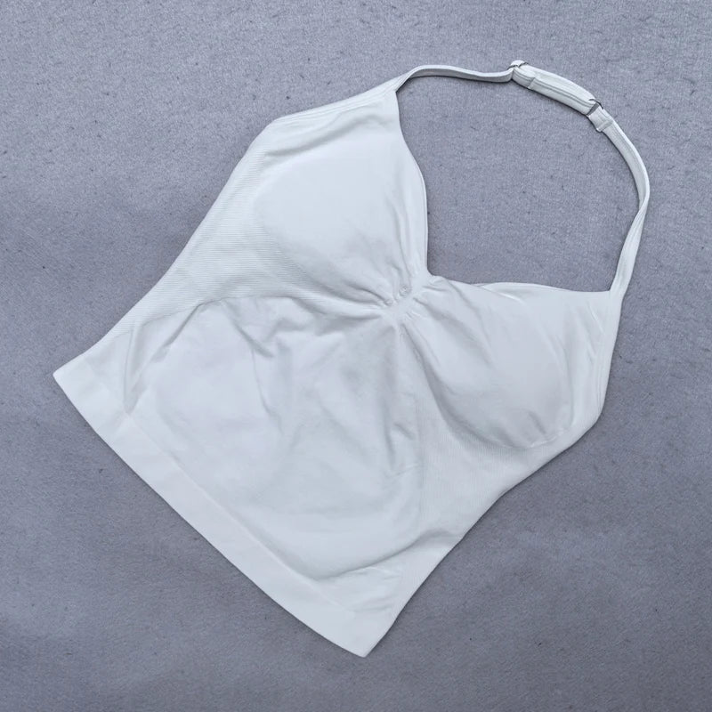 Adjustable Women Scrunch Bra Removable Cups Yoga Tank