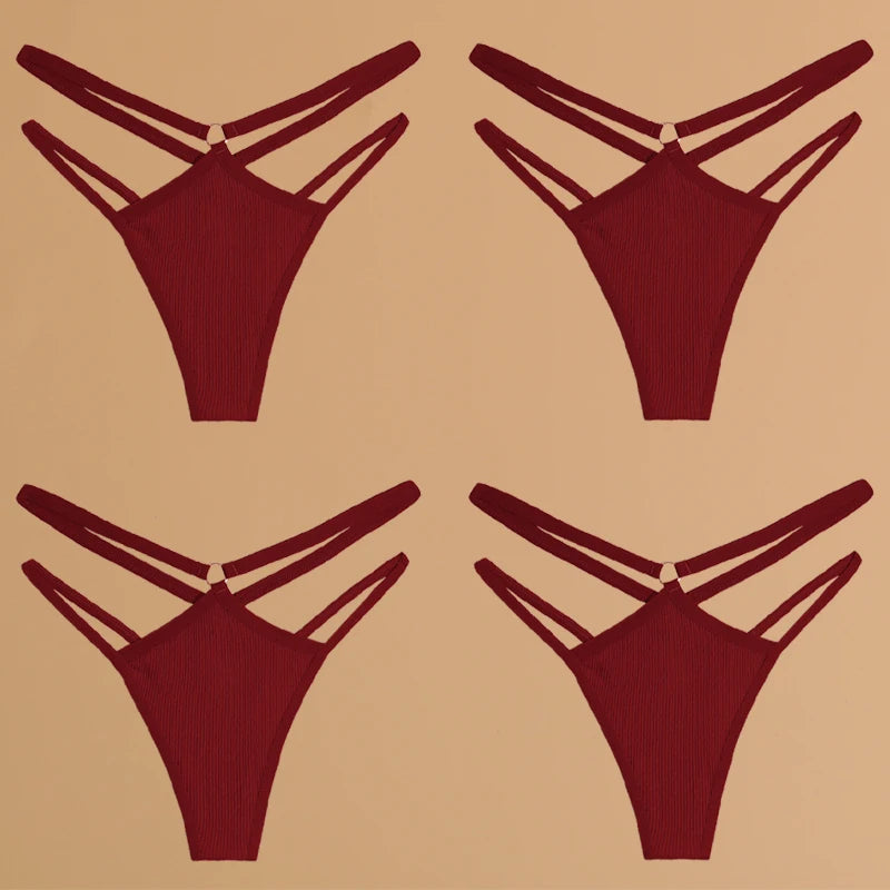 4Pcs Cotton Double Thin Thongs