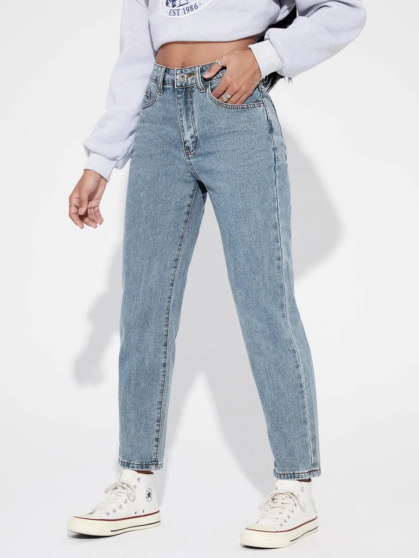 High Waist Straight Leg Jeans for Women