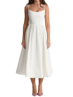 Womens Midi Dress Spaghetti Strap