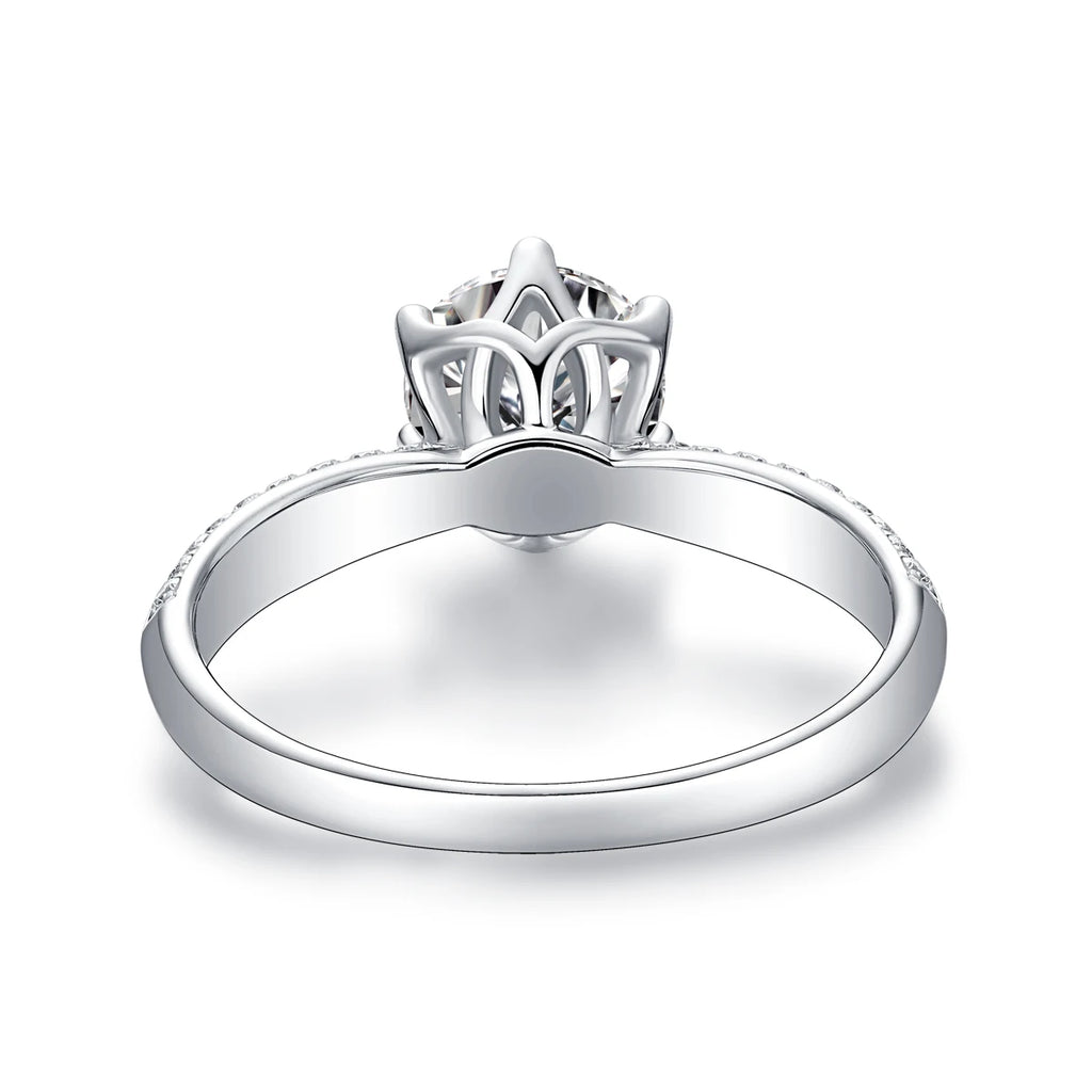 1ct 2ct 3ct Moissanite Ring 925 Sterling Silver 18K Gold Plated